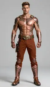 Male Superhero Strong Male Physique Showcasing Rust And Rose