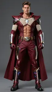 Male Superhero Strong Male Physique Showcasing Garnet And