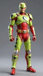 Superhero Scaled Armor In Lime And Crimson Featuring