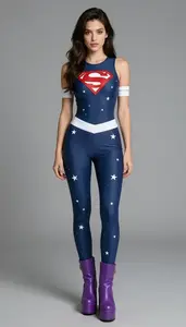 Woman Superhero Amethyst Sleeveless Top With Star Patterns