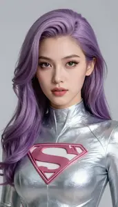 Woman Superhero Lilac And Silver Radiant Suit Open Face