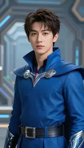 Aerodynamic Blue Caped Prince Hero On The Skyway