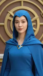 Aquatic Blue Caped Guardian Hero At The Academy