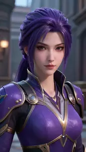 Arcane Purple Armored Soldier Hero In The Alleyway