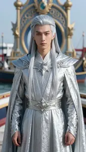 Astral Silver Caped Lord Hero At The Harbor