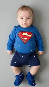 Baby Boy Super Hero Sapphire Blue Outfit With Star