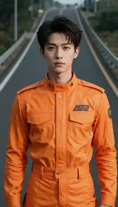 Blazing Orange Suited Bastion Hero On The Highway