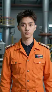 Blazing Orange Suited Commander Hero At The Power Plant