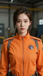 Blazing Orange Suited Scout Hero In The Warehouse