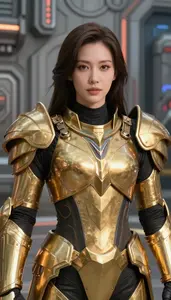 Blessed Gold Armored Enforcer Hero At The Industrial Complex