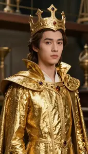 Brilliant Gold Caped Prince Hero In The Warehouse