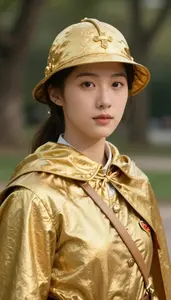 Brilliant Gold Caped Scout Hero In The Park