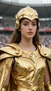 Brilliant Gold Caped Warden Hero At The Stadium