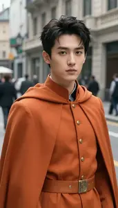 Burnt Orange Caped General Hero In The City Street