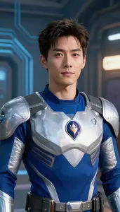 Circuit Blue And Silver Captain Hero At The Train Station