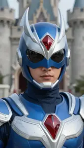 Circuit Blue And Silver Lord Superhero At The Castle
