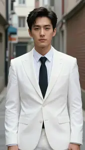 Crystalline White Suited Agent Hero In The Alleyway