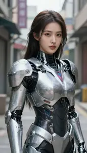 Cybernetic Silver Armored Hero Hero In The Alleyway