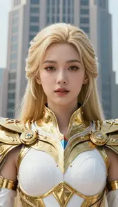 Divine Gold And White Protector Hero In The Skyscraper