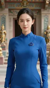 Electric Blue Suited Scout Hero At The Temple