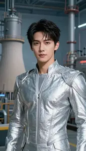 Electrified Silver Suited Hero Hero At The Power Plant
