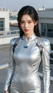 Electrified Silver Suited Scout Hero On The Rooftop