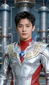Electrified Silver Suited Champion Hero At The Power Plant