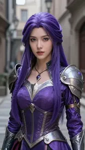Enchanted Violet Suited Crusader Hero In The Alleyway