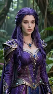 Enchanted Violet Suited Crusader Hero In The Jungle