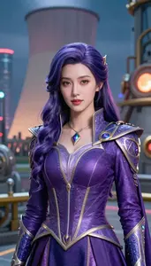 Enchanted Violet Suited Champion Hero At The Power Plant
