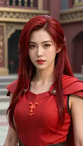Fiery Red Caped Operative Hero In The Arena