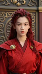 Fiery Red Caped Soldier Hero In The Arena