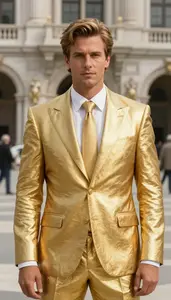 Gilded Gold Suited Master Hero In The City Plaza