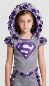 Girl Superhero Costume Of Rough Unpolished Gemstones In