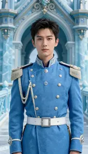 Glacial Ice Blue Caped General Hero On The Bridge