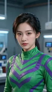 Green And Purple Striped Paragon Hero In The Laboratory