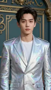 Holographic Silver Suited Commander Hero In The Park