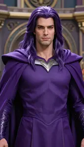 Immense Purple Caped Colossus Hero In The Arena