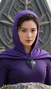Immense Purple Caped Defender Hero On The Hilltop
