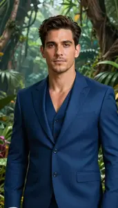 Indigo Suited Champion Hero In The Jungle