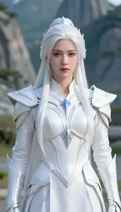 Luminous White Armored Crusader Hero In The Valley