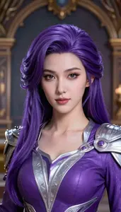 Magical Purple And Silver Operative Hero In The Museum