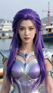 Magical Purple And Silver Liberator Hero At The Harbor