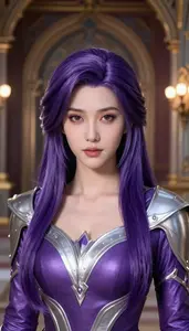 Magical Purple And Silver Enforcer Hero In The Corridor