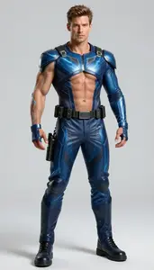 Male Superhero Powerful Male Physique In Indigo And Navy