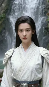 Marble White And Gray Sentinel Hero At The Waterfall