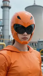 Molten Orange Caped Fighter Hero At The Power Plant