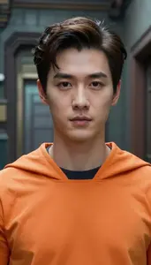 Molten Orange Caped Hero Hero In The Corridor