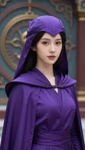 Mystical Purple Caped Fighter Hero At The Academy