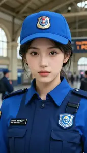 Neon Blue Caped Agent Hero At The Train Station